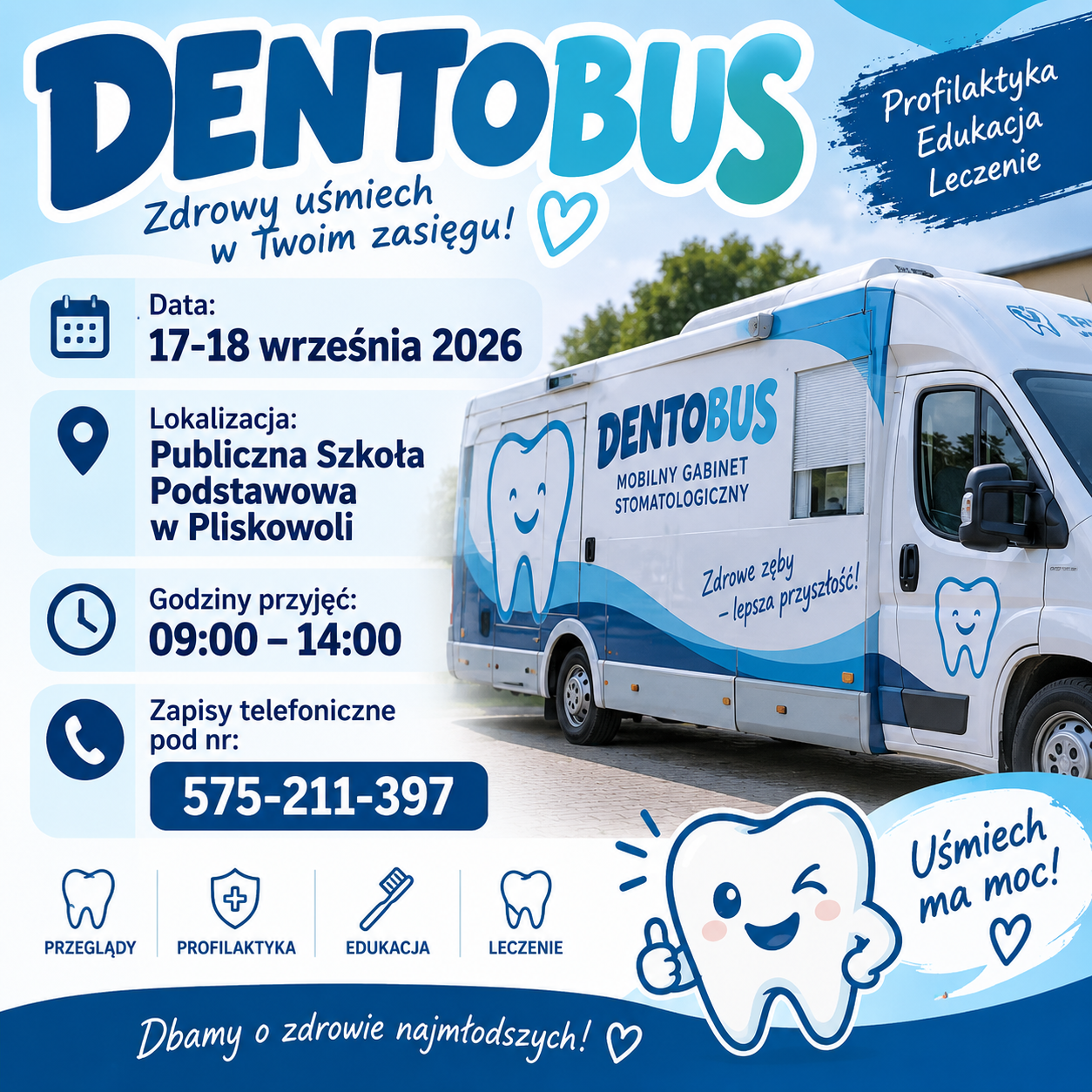 Informacja o&nbsp;możliwości skorzytsania z&nbsp;darmowego przeglądu dentystycznego