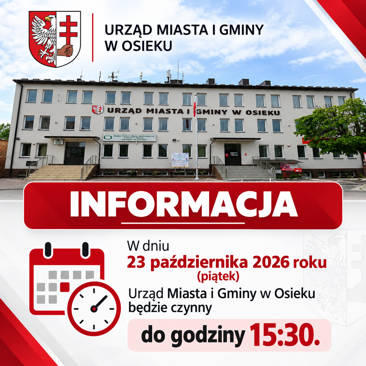 Informacja dot. godzin pracy urzędu w&nbsp;dniu 23.10.2026 r.