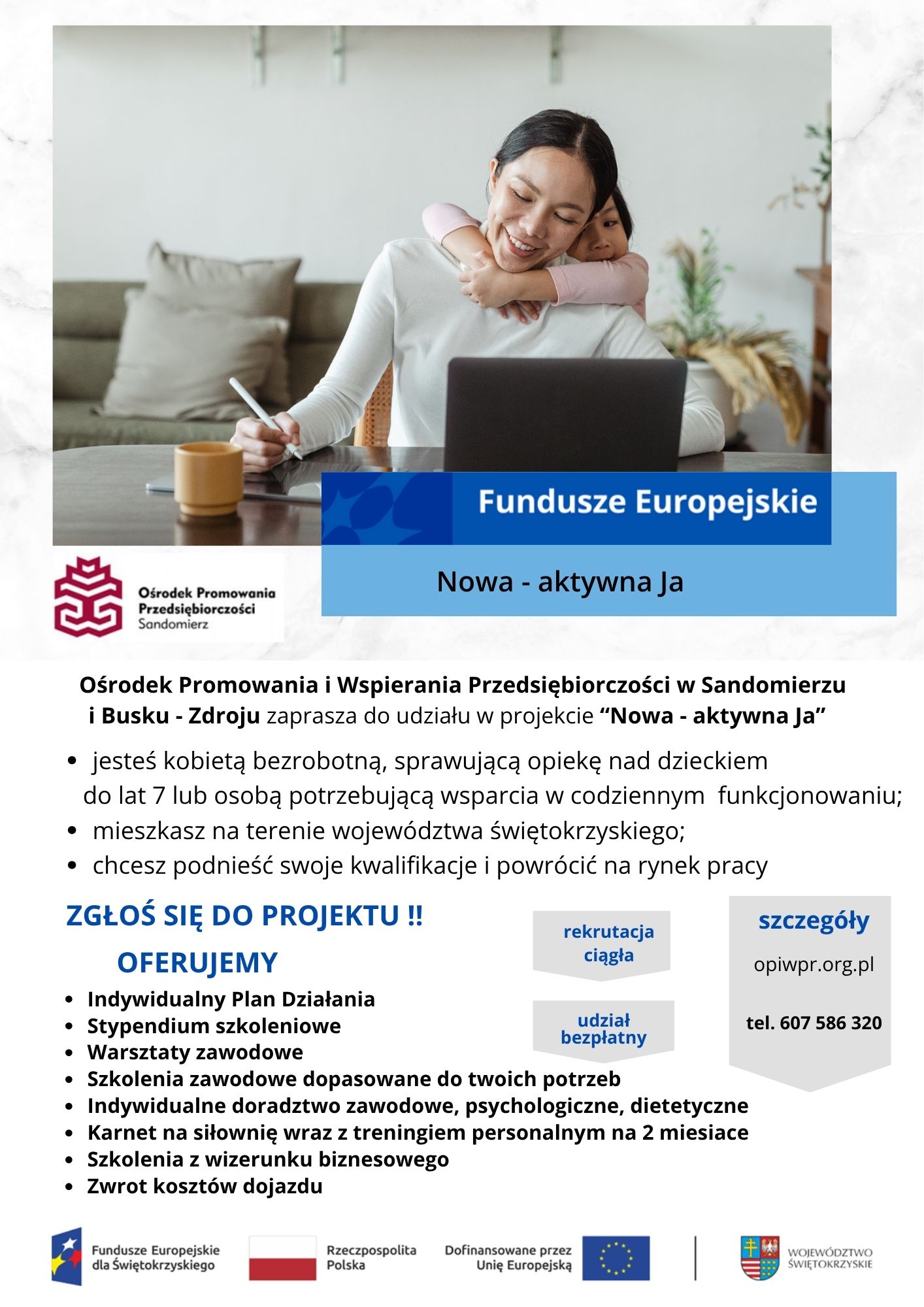 Ulotka promująca prokjet Nowa Ja dla bezrobotnych kobiet