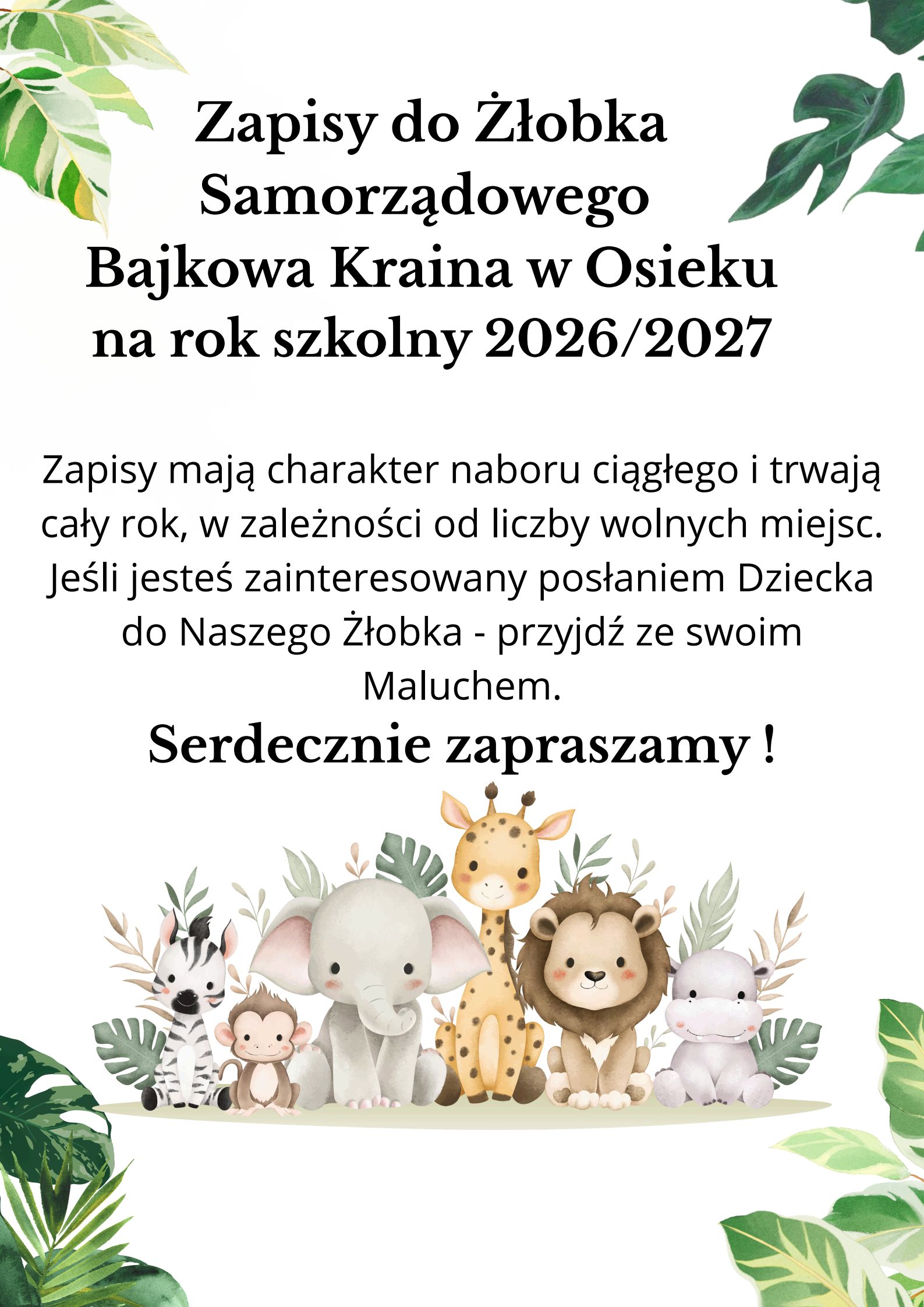 Zapisy do Żłobka Samorządowego na&nbsp;rok szkolny 2026/2027