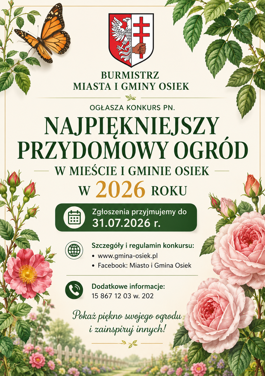 Plakat promujący konkurs na&nbsp;najpiękniejszy przydomowy ogr&oacute;d