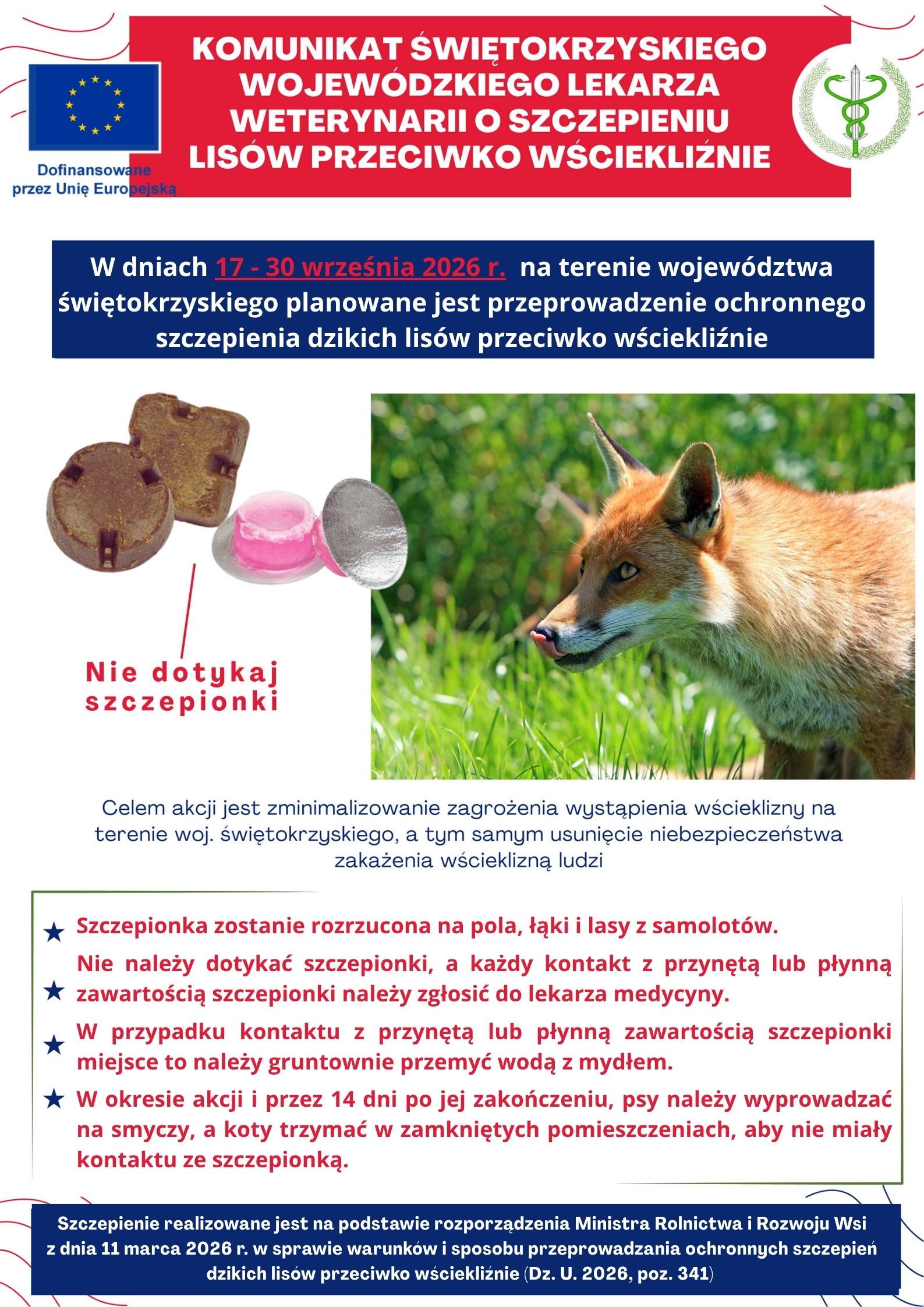 Informacja dotycząca szczepień lis&oacute;w 