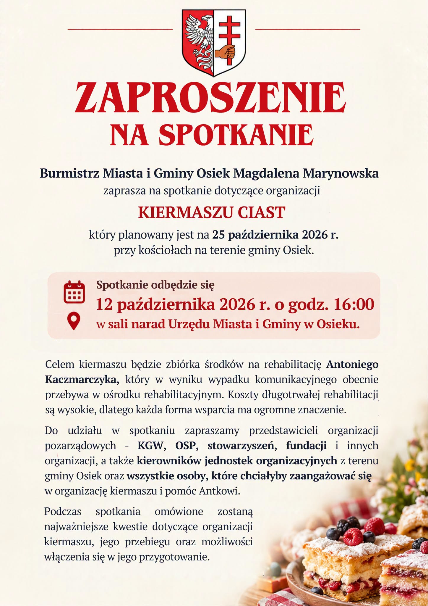 zaproszenie na&nbsp;kiermasz ciast