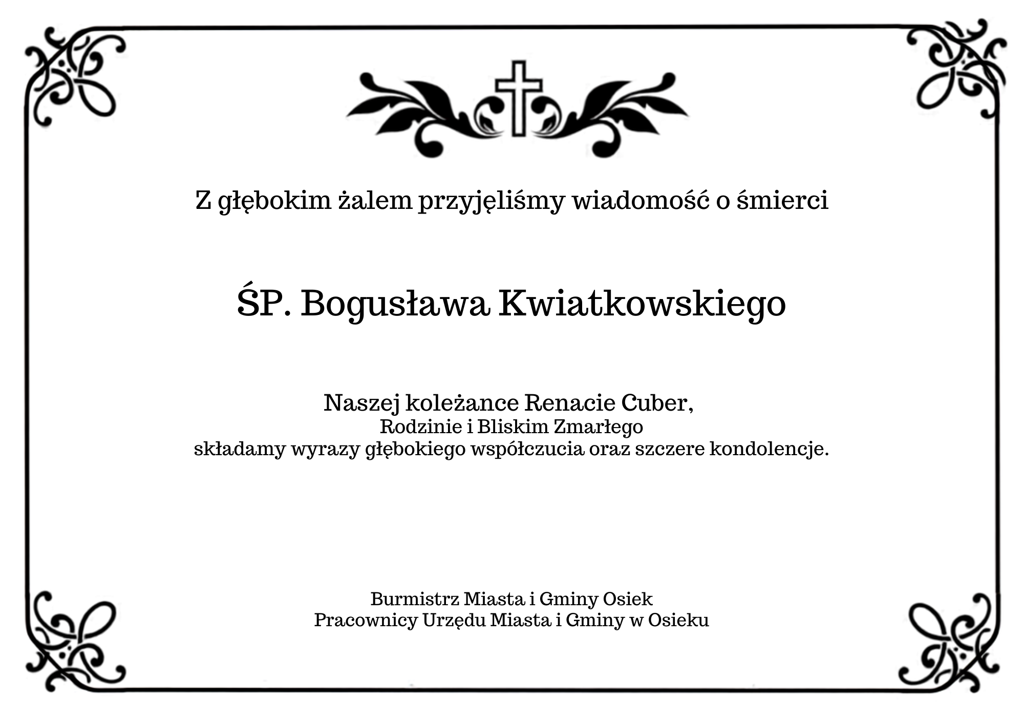 kondolencje dla Renaty Cuber 