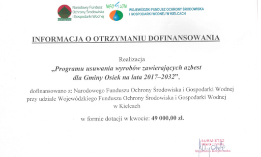 Informacja o dofinansowaniu