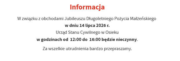 Zdjęcie do  Urząd Stanu Cywilnego w Osieku - informacja