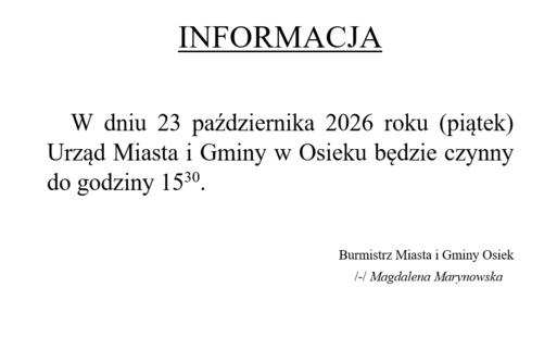 Informacja dot. godzin pracy urzędu 