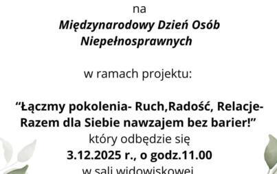  Zapraszenie na obchody Międzynarodowego Dnia Osób Niepełnosprawnych