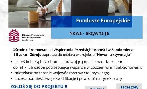 Plakat promujący projekt Nowa Ja dla bezrobotnych kobiet 