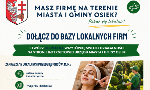 Plakat promujący zapisy do lokalnej bazy firm