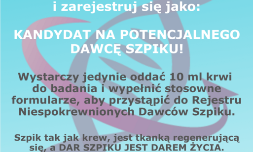 Plakat RCKiK - zostań dawca szpiku