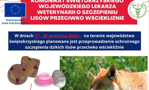 Komunitkat Wojewódzkiego Lekarza Weterynarii dotyczące szczepeinia lisów