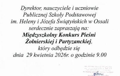 Międzyszkolny Konkurs Pieśni Żołnierskiej i Partyzanckiej w Publicznej Szkole Podstawowej im. Heleny i Józefa Świątyńskich w Ossali